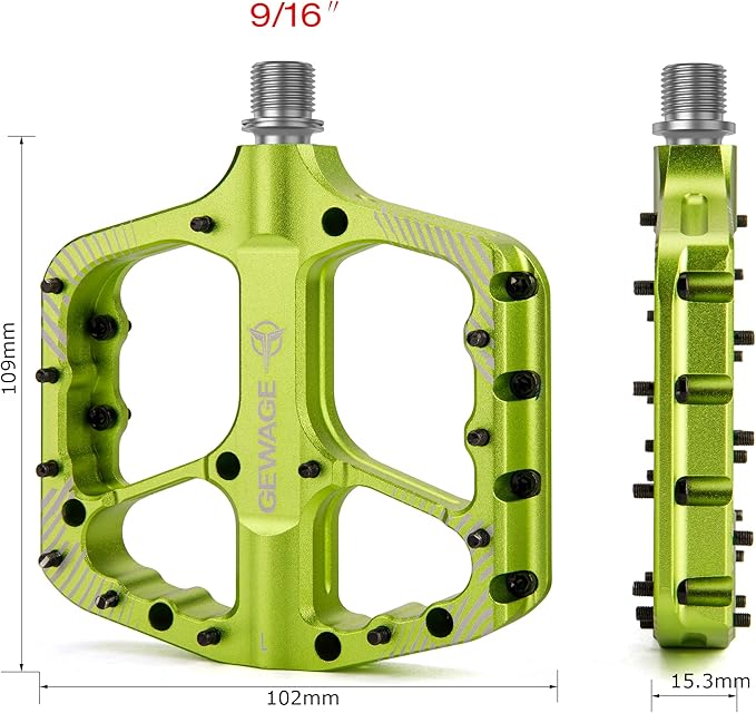 Mountain Bike Pedals -Bicycle Flat Pedals Aluminum 9/16" Sealed Bearing -Wide Platform for Road Mountain Gravel BMX MTB Bike Ideal for Downhill & Trail