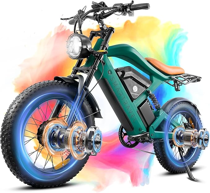 SMARTRAVEL 1200/3000W Adult Electric Bicycle,Dual Motor Electric Bike with 48V25Ah Dual Lithium Battery,70-92Miles Range,7 Speed Gears for Adults