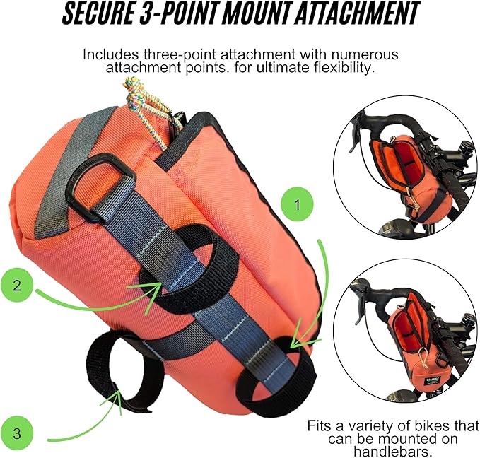 Handlebar Bag (Bikeday Cake) | 2 Liter Capacity | Spacious Bike Bag w/ 2 Extra Long Buckle Straps & 1 Hook-and-Loop Strap | Water Resistant Front Basket | Bike Accessories | Made in USA