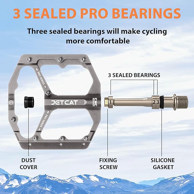Mountain Bike Pedals Flat - MTB Pedals Flat, Bicycle Pedals, Road Bike Pedals, BMX Pedals, for BMX MTN Road Gravel EBike, Specialized Parts, Adults, Aluminum Metal Stamp 9/16"
