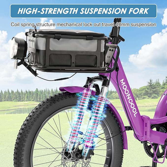 MOONCOOL Folding Electric Tricycle for Adults, 48V 500W 3 Wheels Electric Trike, Aluminum Frame 750W Electric Tricycle Adult Bicycle with Removable Battery, Front and Back Bags