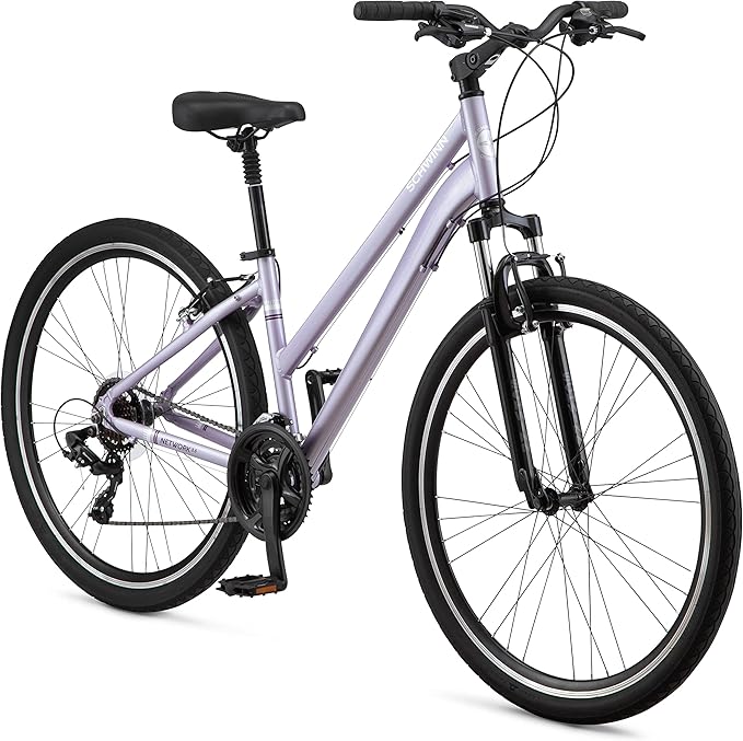 Schwinn Network 3.5 Hybrid Bike, 700c Mens and Womens Bike, 21-Speed Hybrid Bicycle, Aluminum Frame, Suspension Seat, Alloy Linear Pull Brakes, Adult Bicycle