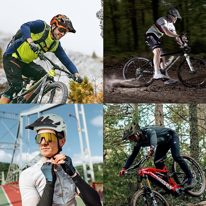 Favoto Adult Mountain Bike Helmet for Men & Women, Magnetic Buckle MTB Helmet with Removable Visor, Lightweight for Commuting & Off-Road Cycling