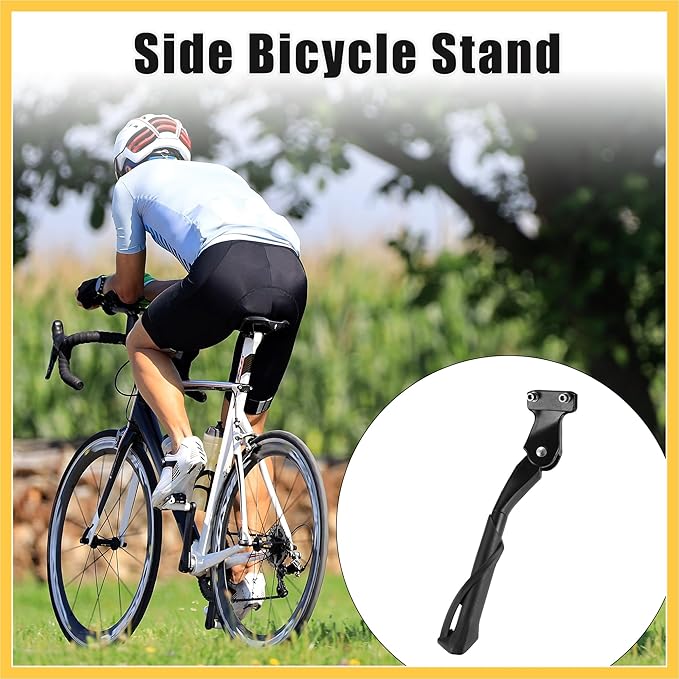 Fit 20-22 Inch Bicycles Adjustable Bicycle Stand with Central 2 Holes Non-Slip Side Stand Kickstand Bicycle for Mountain Bike E-Bike Trekking Auto Replacement Parts