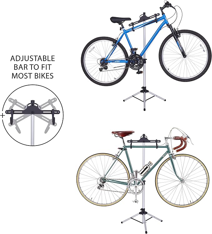 RaxGo Bike Storage Rack, Bicycle Stand for Garage & Apartments, Adjustable Height, Freestanding & Foldable Design, Fits Mountain, Road & Other Styles, for Indoor Use