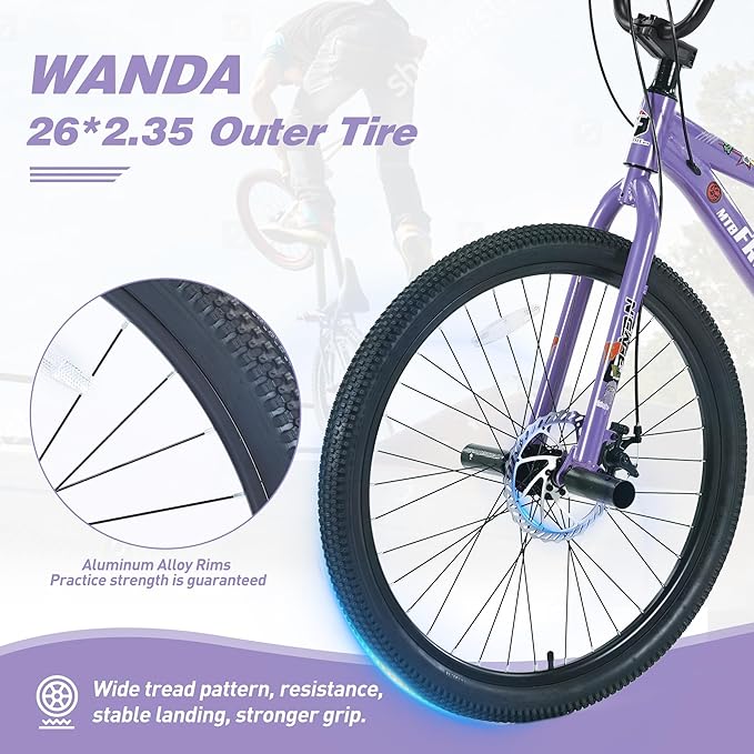 Freestyle Teen Bike Double Disc Brakes 26 inch BMX Bike High-Aluminum/Carbon Steel Frame, for for Teen Bike and Adult Bikes, with 2 Pegs, Bicycles for Men and Women, Multiple Colors