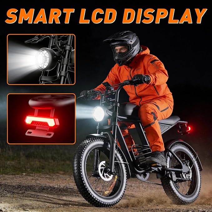 Electric Bike for Adults FX20 - 3000/1500W Electric Dirt Bike, 37/35MPH Fast 48V 25/18.9Ah 40-60 Miles Long Range E-Bike, 20" Fat Tire Off-Road Ebike, Mountain Bicycle, Hydraulic Brakes, UL 2849
