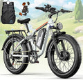 6000W Dual Motor Ebike for Adults, 60V 20Ah Fast Electric Bike 45mph,Up to 110 Miles,24" Fat Tire Full Suspension Electric Bike for Snow Off-Road Commuter Mountain E-Bike for Men Women