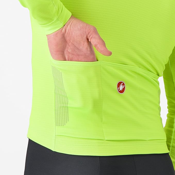 CASTELLI Men’s Puro 4 Jersey, Long Sleeve Mid-Weight Reflective Cycle Apparel for Early Morning Cool Road Cycling & Biking