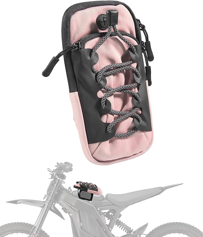Dirt Bike Frame Bag,Motorcycle Frame Bag,Car Accessories Powersports Gear Bags,Universal Electric Vehicle Front Bags,Ebike Accessories,Suitable for Most Motorcycles,Dirt Bike (Pink)