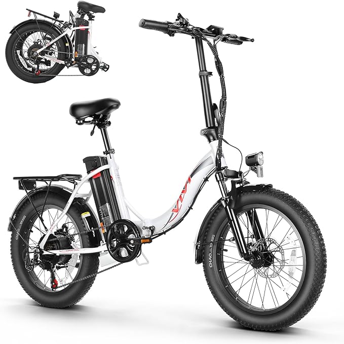 Vivi MT20UL Foldable Electric Bike 20" x3.0 Fat Tire Electric Bike with 48V 499.2WH Removable Battery, Peak 1000W, Up to 50 Miles EBike, 7-Speed, 21.7MPH, Cruise Control, SGS Certified to UL2849