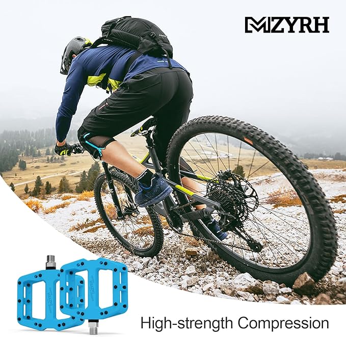 MZYRH Mountain Bike Pedals 9/16" 3 Sealed Bearings Lightweight Non-Slip Nylon Fiber Bicycle Platform Pedals for Road BMX MTB