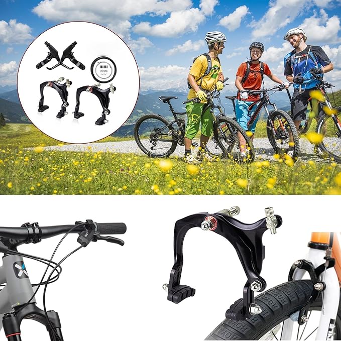 Mimoke Bike Brake Set Front and Rear Bike C Brake Caliper Include Inner and Outer Cables and Bike Brake Levers Kit Aluminum Alloy for MTB Road Bike