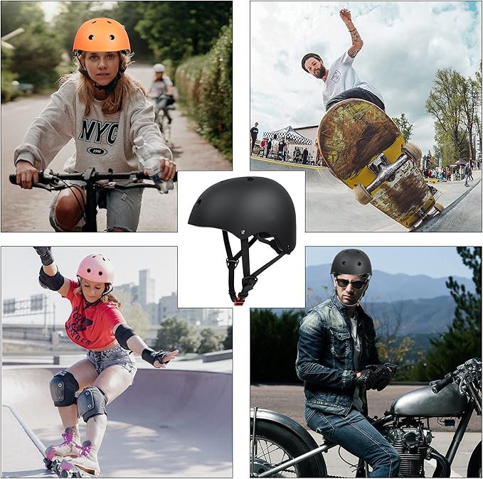 67i Bike Helmet Skateboard Helmet for Adult Cycling Bicycle Scooter Helmets for Men Women Adjustable for Multi-Sport Bicycle Scooter Inline Cycling Skateboarding