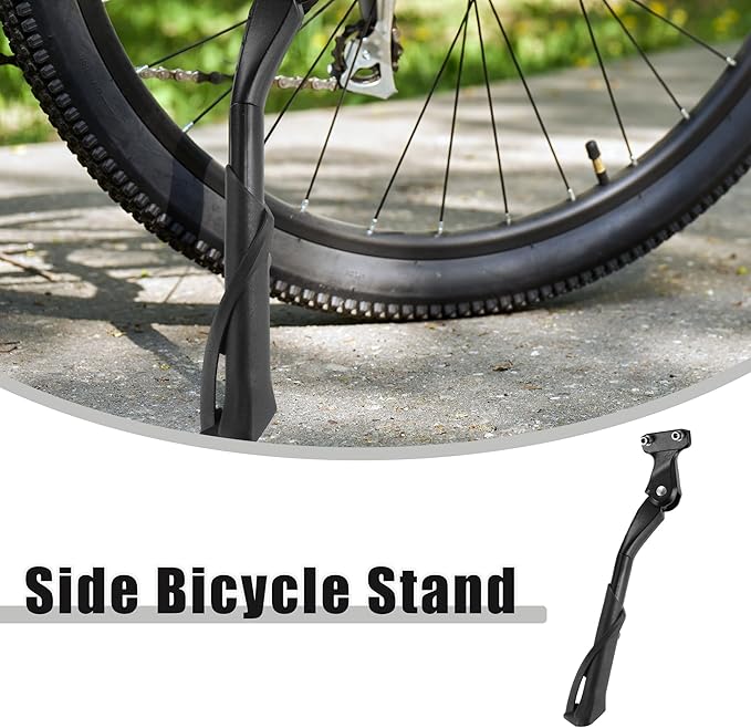 X AUTOHAUX Fit 24-29 Inch Bicycles Adjustable Bicycle Stand with Central 2 Holes Non-Slip Side Stand Kickstand Bicycle for Mountain Bike E-Bike Trekking