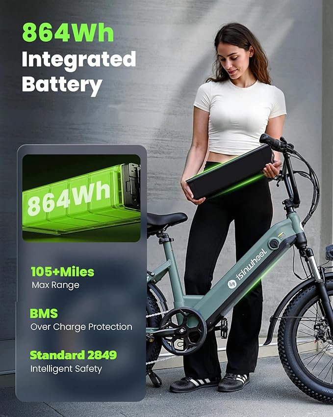 isinwheel U8 Pro Electric Bike for Adults,1500W Peak Motor Ebike,Max 28MPH 75-105Miles Range Electric Bicycle,48V 18AH Battery Commuting 20" Step Thru Fat Tire Ebikes for Adults,7 Speed Gearing