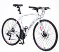 700C Road Hybrid Bike 24 Speed City Bicycle with Dual Disc Brakes, Aluminum Frame, Road Bike for Men Women Adult Comfortable Bicycle