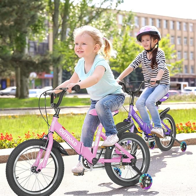 14/16/18 Inch Folding Kids Bike with Training Wheels, Gifts for Girl&Boy Age 3-10 Years, Toddler Bike with Dual Brakes for Beginners, Multi-Color
