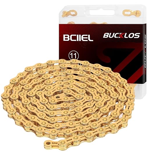 BUCKLOS 6/7/8/9/10/11/12 Speed Bike Chain, High Performance Lightweight Bicycle Chains for Road Bike/Mountain Bike/Ebike,Compatible with Shimano, SRAM, Campagnolo Silver/Gold