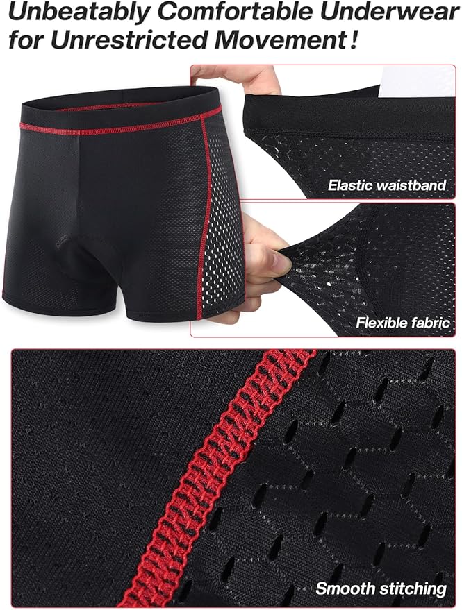 ARSUXEO Men's Cycling Underwear 4D Padded Bike Shorts Bicycle Biking Cycling Shorts with Padding Mountain Bike Liner