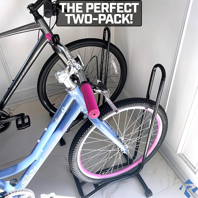 Revere Bike Stand Set of 2 – Adjustable Bicycle Parking Rack for 20–29 Inch Wheels, Fits Tires up to 2.6”, Portable Powder-Coated Steel Bike Storage for Indoor & Outdoor Use