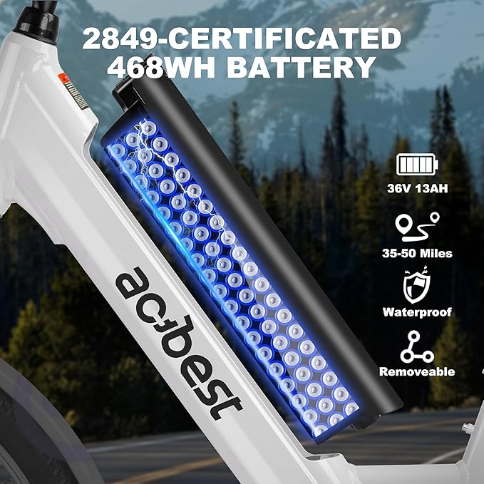 ACTBEST Core-Swept Electric Bike for Adults - 468Wh Removable Battery, Peak 750W Brushless Motor Cityrun Ebike,Up to 50 Miles, 26" Step Thru Commuter Electric Bicycle, with 7 Speed, E-Bikes