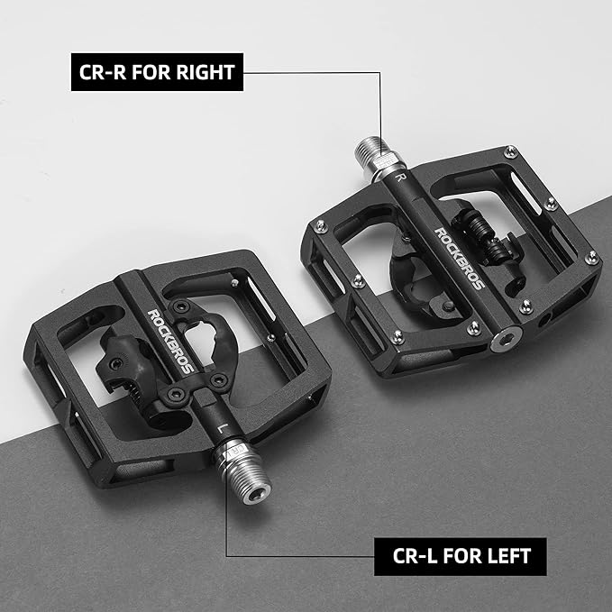 ROCKBROS MTB Mountain Bike Pedals Compatible with SPD Mountain Bike Dual Function Sealed Clipless Aluminum Bicycle Flat Platform 9/16" Pedals with Cleats for Road, MTB, Mountain Bikes