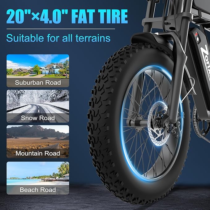 Retro Electric Bike for Adults,48V 20AH-1500/3000W Peak Motor Electric Bicycle-Max Speed 31-35MPH-Max 80 MI Range-20" x 4.0" Fat Tire Ebike,7-Speed, Dual Shock Absorber - UL 2849
