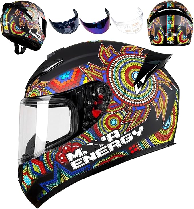 Full Face Motorcycle Helmet Racing Motocross Helmets with Pinlock Compatible Clear&Tinted Visors DOT Model Approved Street Bike Helmet