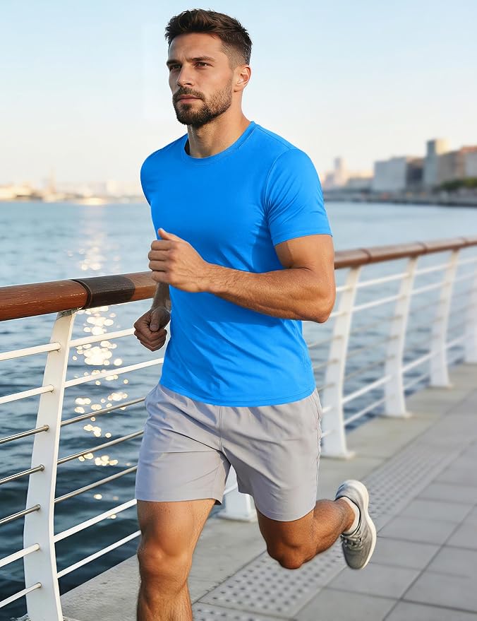 MAGCOMSEN Men's Short Sleeve UPF 50+ T-Shirt Quick Dry Workout Athletic Running Swim Tops Tee Rash Guard Performance Shirts