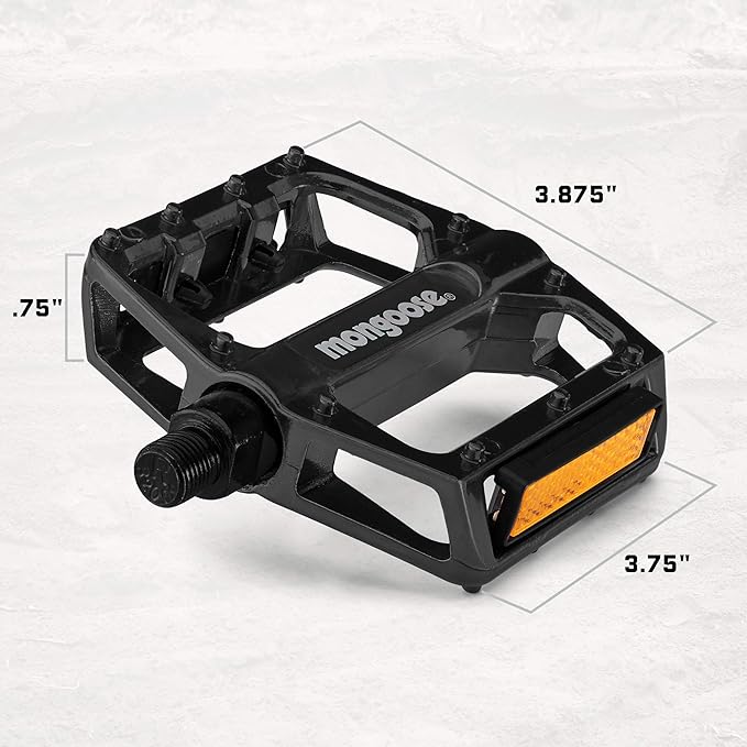 Mongoose Mountain Bike Pedals, Black or Blue, Set of 2, Lightweight and Durable Alloy Stands Up to Tough Riding, with Reflectors, Fits 1/2" or 9/16" Cranks, Easy Installation, Replacement Bike Pedals