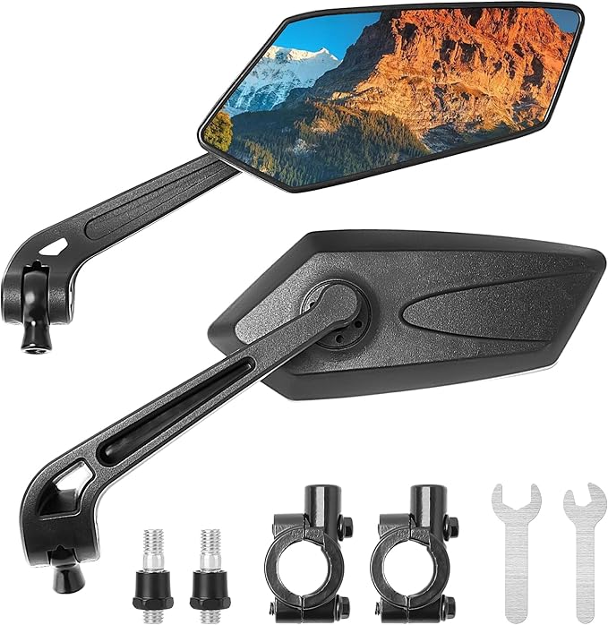 New Handlebar Bike Mirror, Adjustable Rotatable Bicycle Rear View Mirror,Safe Foldable Clear Glass Mirror For Mountain Road Bike Bicycle Electric Motorcycle