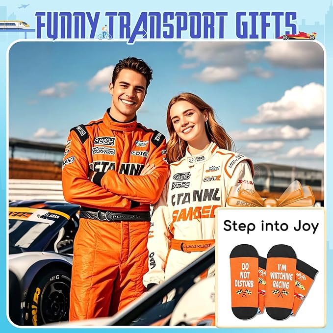 Zmart Transportation Gifts for Adult - Train Race Car Truck Bicycle Motorcycle Socks for Men