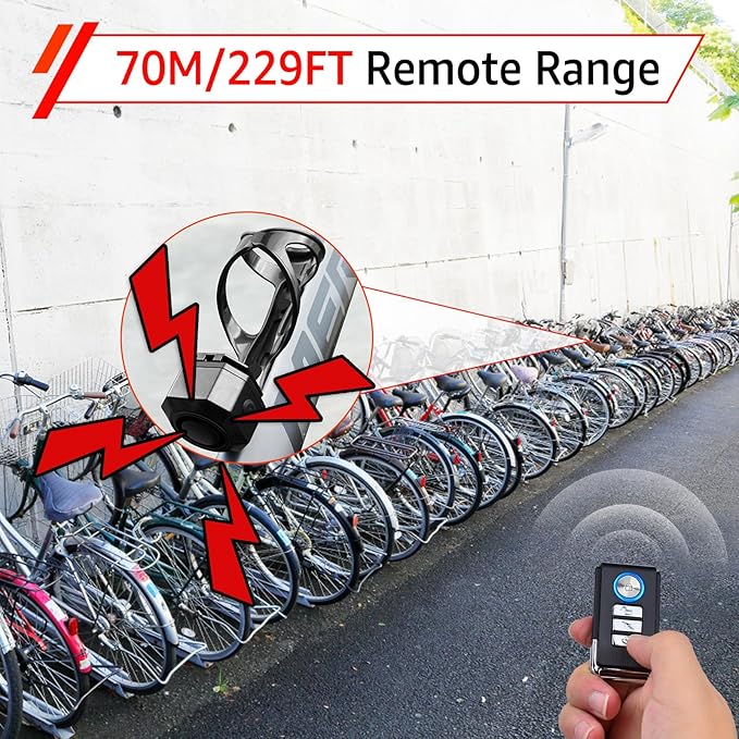 Cruxer Bike Alarm with L-Shaped Bracket for Water Bottle Cage Mount, USB Rechargeable Wireless Anti-Theft Vibration Alarm, 110db Volume and Sensitivity Adjustable Sensor Burglar System with Remote
