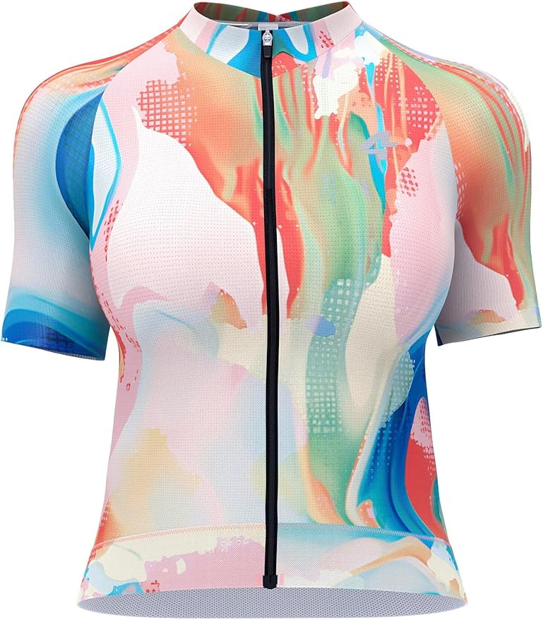 LAMEDA Cycling Jersey Women, Breathable Bike Shirts for Women Biking Tops with Pockets, Bicycle Clothing for Road Riding
