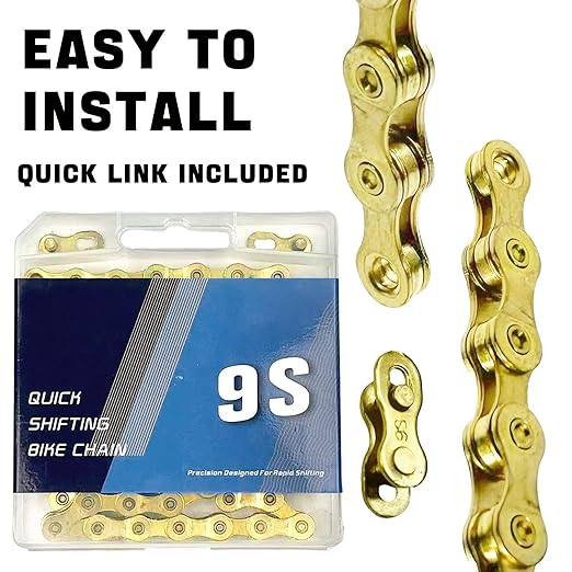 VERKSTAD 9 Speed Bike Chain, Bike Chain 1/2" x 11/128" 116 Links for Road Bike MTB Racing Cycling