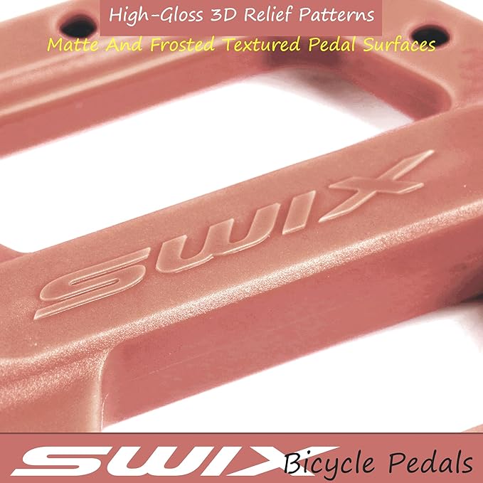 SWIX Bike Pedals Professional Mountain and Road Bike Flat Pedal Wide Paltform and Lightweight Non-Slip Pedal for 9/16" Bike/Hybrid Bike/E-Bike Parts Replacement Pedals Bike Accessories