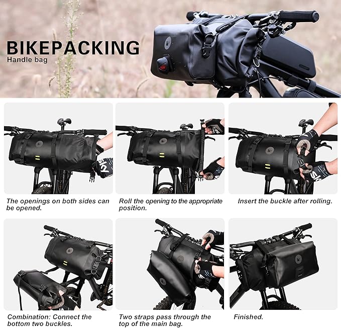 Rhinowalk 2PC Bike Handlebar Bag Set Waterproof Bicycle Front Tube Bag Large Capacity Storage Bag Shoulder Bag