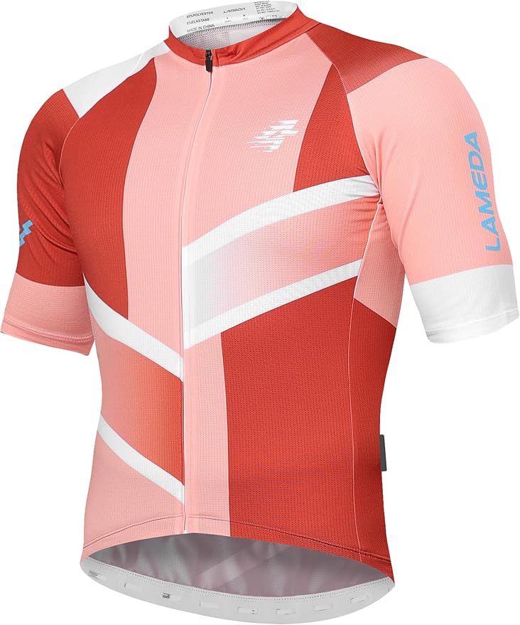 LAMEDA Men's Cycling Jersey Breathable Lightweight Bike Jersey for Men Cycling Short Sleeve Elastic Road Bike Shirt