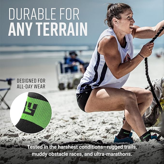 MudGear Quarter Crew Trail Socks, Blister-Resistant, Sweat-Resistant & Quick-Drying, Cushioned Footbed, Made in USA, 2-Pack