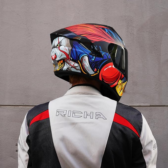 VCOROS Full Face Dual Visor Motorcycle Helmet for Adults Motorbike Street Bike Racing Helmets X9 DOT Approved with Black Visor