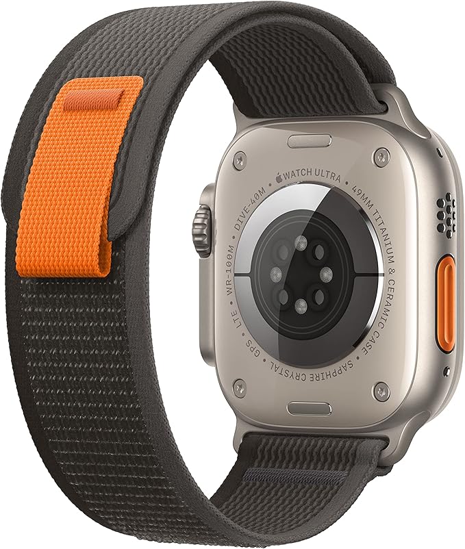 Apple Watch Ultra [GPS + Cellular 49mm] Titanium Case with Black/Gray Trail Loop, S/M (Renewed)