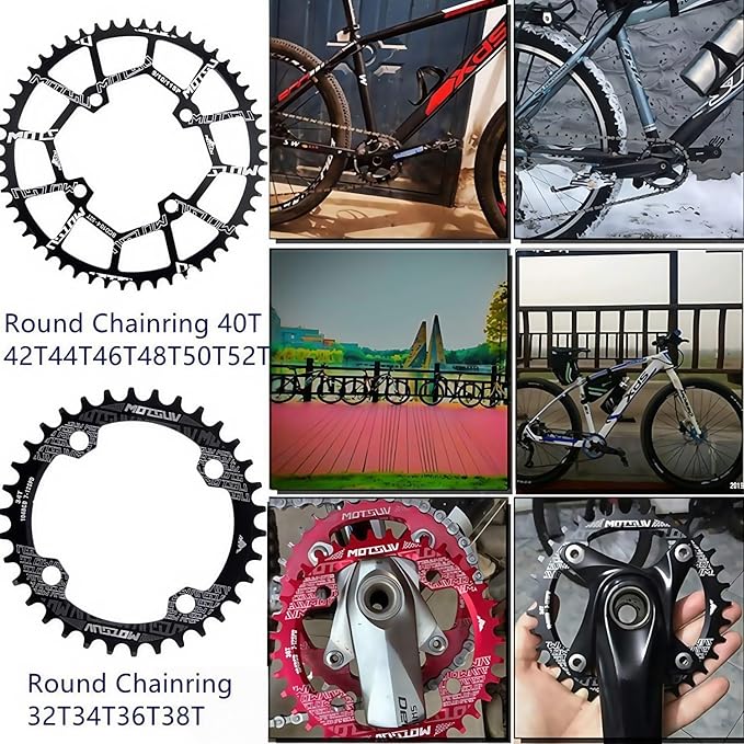 YBEKI Pro-Grade 104BCD Chainring (30-52T) CNC 7075-T6 Aluminum Narrow-Wide MTB/Road Round Oval Bike Chainwheel | Shimano/SRAM 8-11 Speed Compatible | 573MPa Strength(Black/Red/Blue)