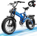 2000W/3000W Peak Motor Electric Bike for Adults, 48V/52V 25AH/30AH Battery Full Suspension Foldable Ebike, 20"x4.0" Fat Tires 35MPH Dirt Bike, 100/120 Miles Hydraulic Brake Magnesium Alloy Motorcycle