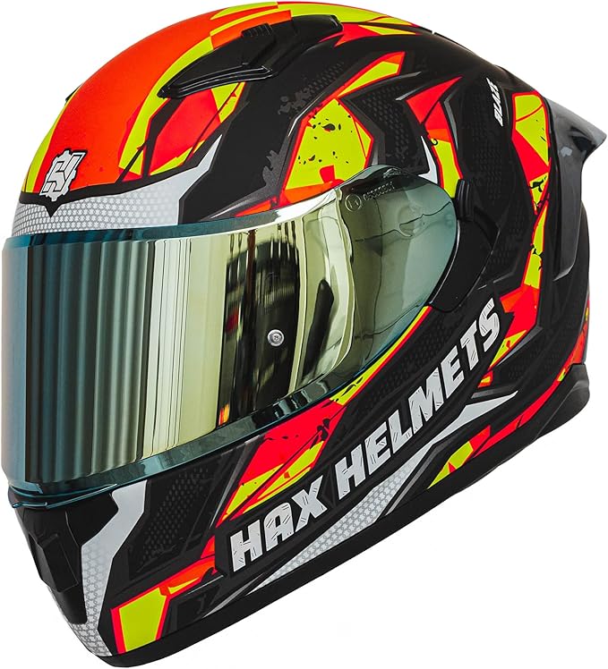 HAX Obsidian Full Face Dual Visor Adult Motorcycle Helmet for Motorbike Street Bike with Pinlock Ready DOT Approved (Blaze Orange,XL)