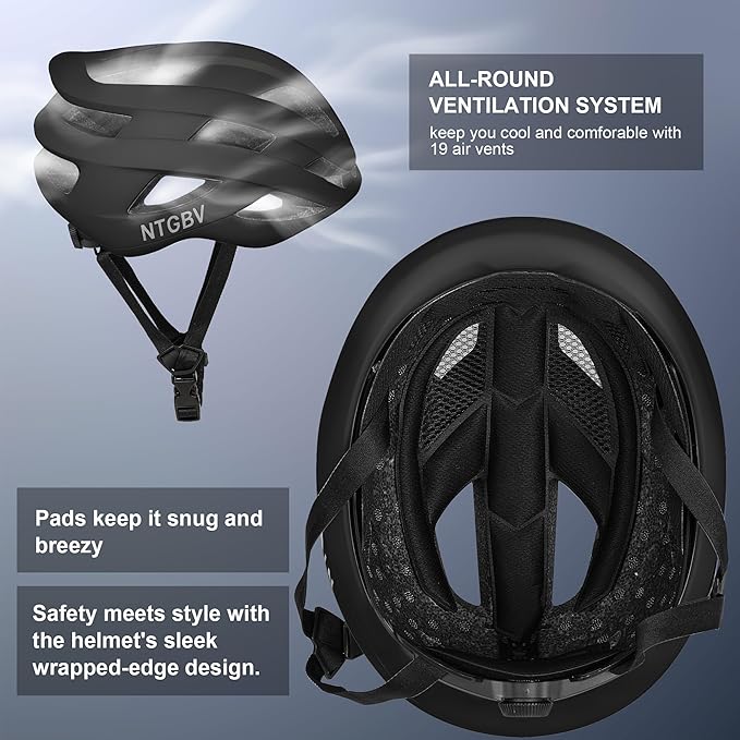 Adult Bike Helmet for Men/Women with Helmet Bag 2 Removable Moisture-Wicking Liners Adjustable Dial Comfort Fit Lightweight Shockproof CPSC 1203 Safety Certified for Road-Ready/Urban-Commute/MTB