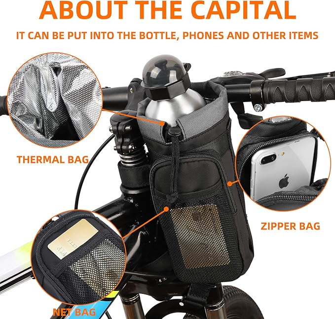 Bike Handlebar Bag Lightweight Waterproof Front Frame Storage Top Tube Bikes Pouch Large-Capacity Front Pack for Road Mountain Bicycle Outdoor Cycling Travel