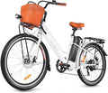 ANCHEER 26'' Electric Bike for Adults, Peak 750W Low Frame Electric City Bike with 48V/374Wh Battery, Up to 50Miles Step Through Commuter Ebike/Electric Bicycle with Basket, LCD Display