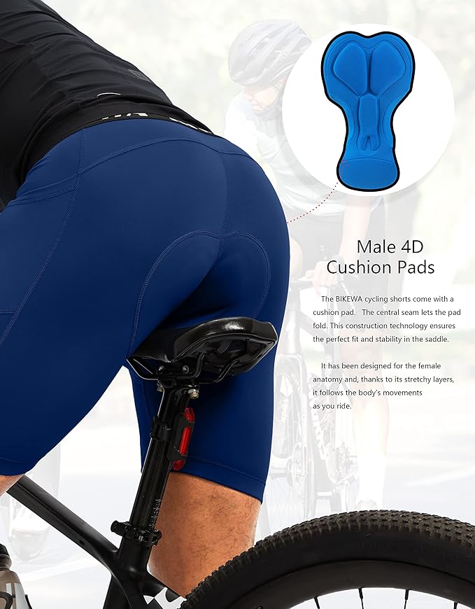 Men's 4D Padded Bike Shorts Cycling Underwear Biking Bicycle Padding Shorts for Men Side Pockets