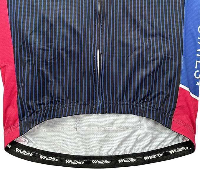 Lo.gas USA Cycling Jersey Men Short Sleeve Bike Biking Shirts American Flag Road Bicycle Clothing Full Zip with Pockets